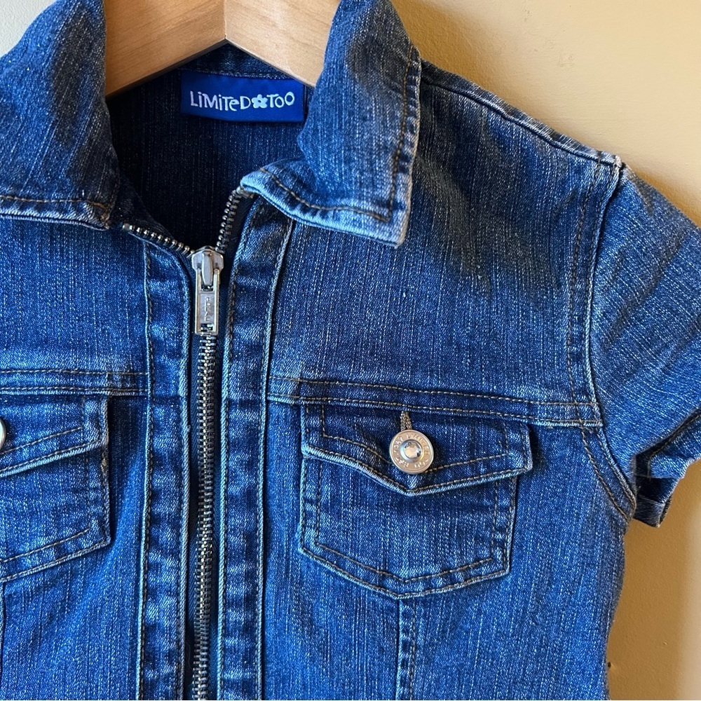 Limited Too Y2K Girls Denim Dress Short Sleeve Size 7 Zip Front Jean Belted - Picture 5 of 12